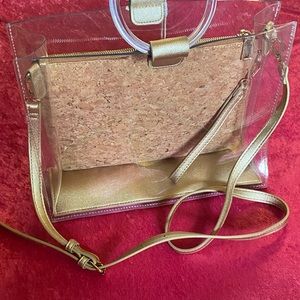 Madison West Clear and Gold Crossbody/Satchel Handbag